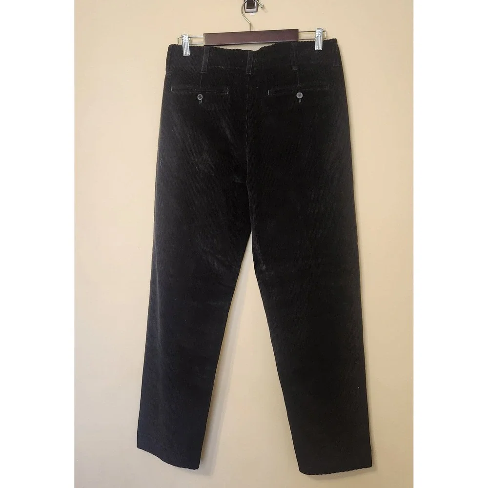 Madewell Mens Black Corduroy Straight Leg Pleated Trousers‎ Size 30X31 NWT